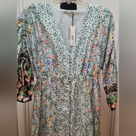 Alice + Olivia Floral Button Front Midi Dress - Picture 6 of 7